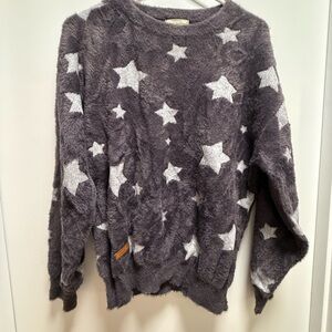 Cozy Grey Star Pattern Women Sweater